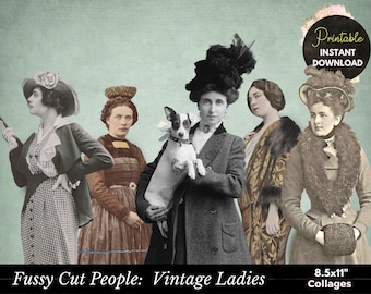 Fussy Cut Ladies, Vintage Digital Ephemera, Fussy Cut People, Junk Journal, Digital Collage, Fussy Cut Ephemera Printable Paper Dolls