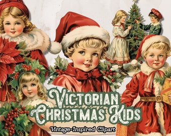 Vintage Christmas Clipart PNG, imágenes prediseñadas victorianas, gráficos de imágenes victorianas vintage para Scrapbooking, diario basura, artesanías de papel