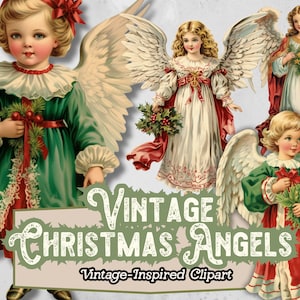 Weihnachten Engel Clipart, Weihnachten Engel PNG, Vintage Engel Digitaler Download, Retro Weihnachten PNG Clipart, Vintage Weihnachten Ephemera