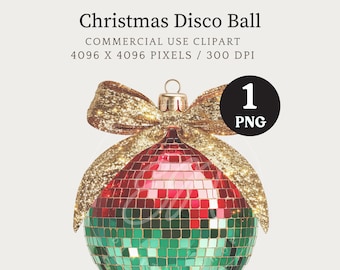 Christmas Disco Ball Ornament PNG Clipart: Retro Holiday Graphic