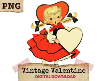 Clipart di San Valentino vintage, San Valentino retrò, Clipart retrò, Download digitale di San Valentino, Ragazza di San Valentino stampabile vintage PNG