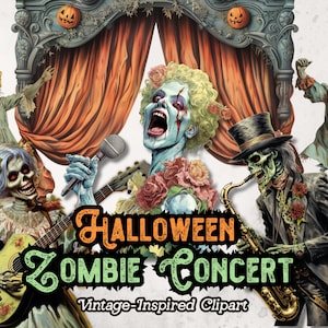 Halloween Zombies Clipart, Zombie PNG, Horror PNG, Concert Music Clipart, Monsters PNG, para manualidades de papel, uso comercial