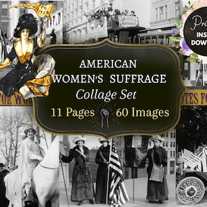 vintage Digital Ephemera, Collage Elements, vintage Photos, Junk Journal Sheet, Women Collage, Ephemera Printable, Women&#39;s Suffrage