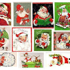 Christmas Digital Download, Santa Christmas Printable, Vintage Christmas Cards, Christmas Ephemera, Retro Christmas Collage Sheet