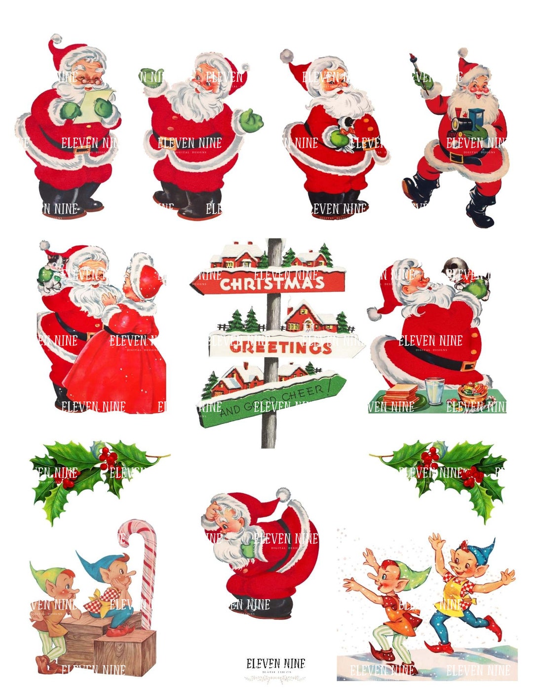Santa Printable, Santa Digital Download, Vintage Santa Claus, Retro ...