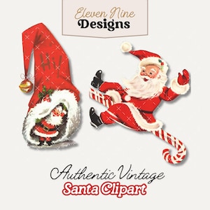 Santa PNG, süße Weihnachtsmann Clipart, Vintage Retro Weihnachtscliparts, Weihnachten Scrapbook Grafiken, nostalgische Weihnachten digitaler Download