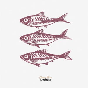Pez sardina PNG, Clipart costero náutico de moda PNG Ilustración de mariscos, Clipart estético de pescador para camisetas Arte de pared Decoración del hogar