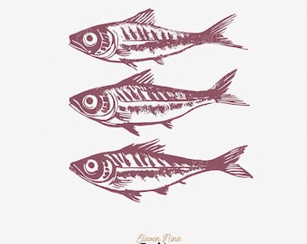 Sardina (Imagen PNG): Ilustración náutica de mariscos costeros (Descarga digital)