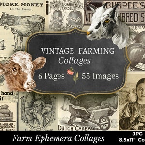 Digital Collage Sheet Farm,Vintage Farm Collage,Farm Journal,Farm Scrapbooking,Country Digital Collage,Vintage Farm Animals,Instant Download