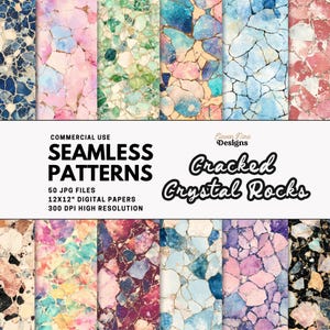 Papel digital de cristal agrietado, texturas de piedras preciosas sin costuras, fondos abstractos de 30 x 30 cm, patrones de vidrio imprimibles para POD, manualidades, JPG