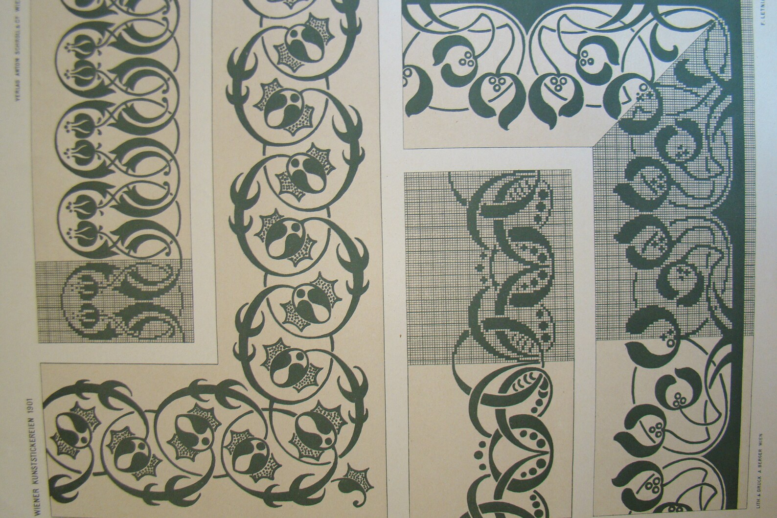 Art Nouveau Embroidery Design Viennese 1901 Print Book Plate Letniansky ...