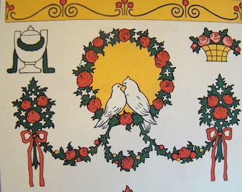 Orig 1907 Alemán Art Nouveau Libro Placa Decorativa Walther Caspari Pájaros Flores Biedermeier Impresión Vol XVIII Ornamental Hoffman 1900s 54