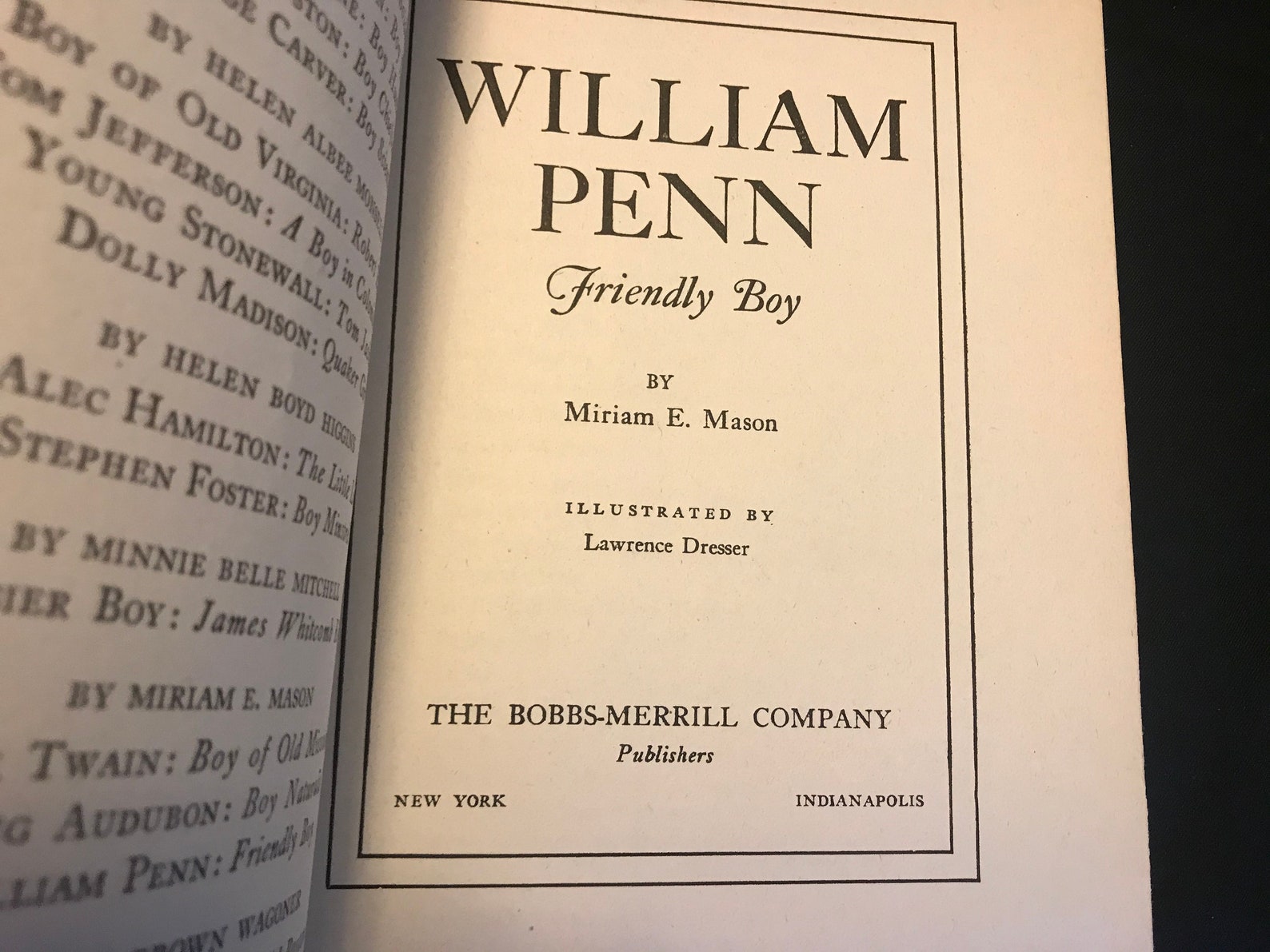 1st William Penn Book 1949 Vintage Children's Book Etsy