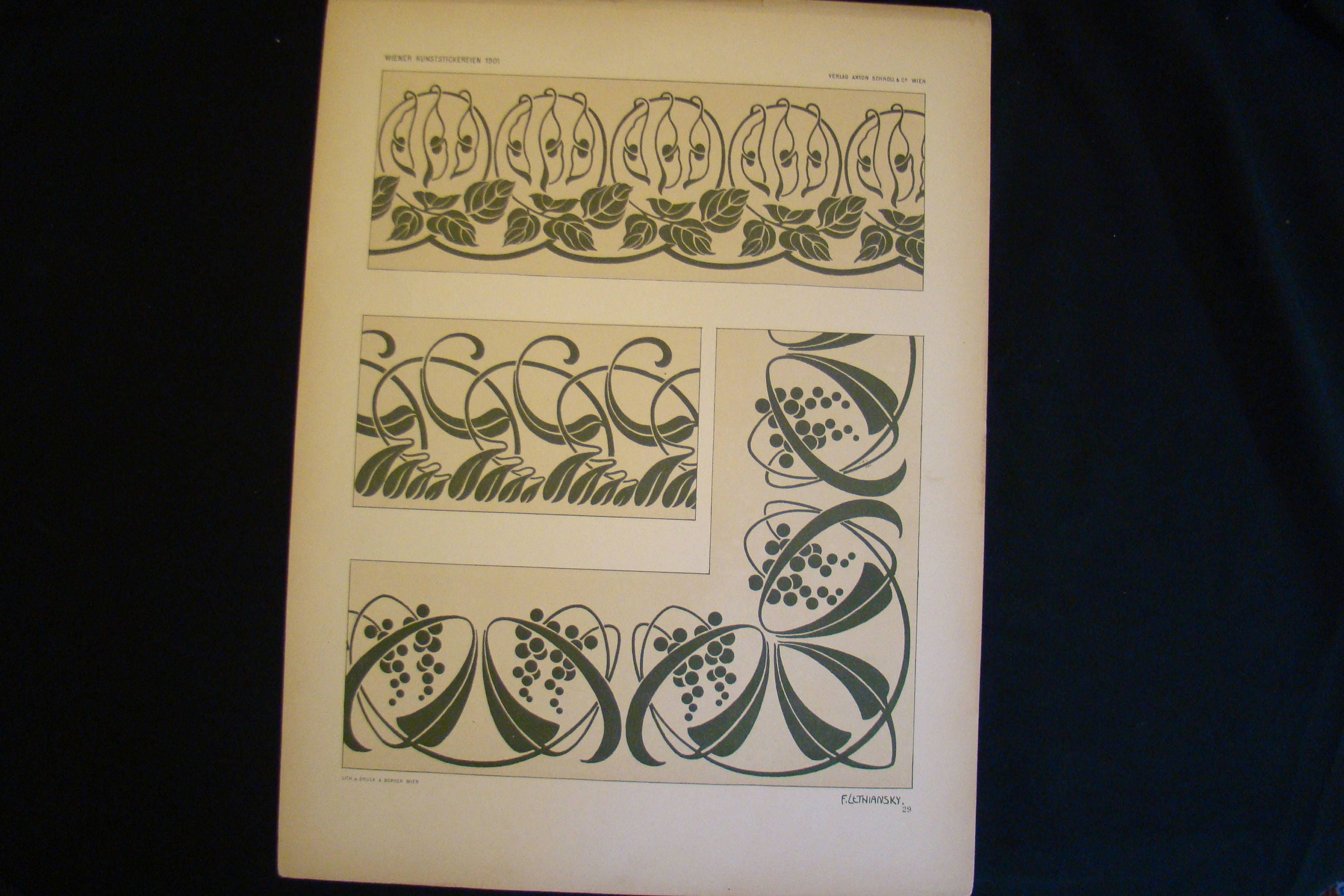 Art Nouveau Embroidery Design Viennese 1901 Print Book Plate Etsy