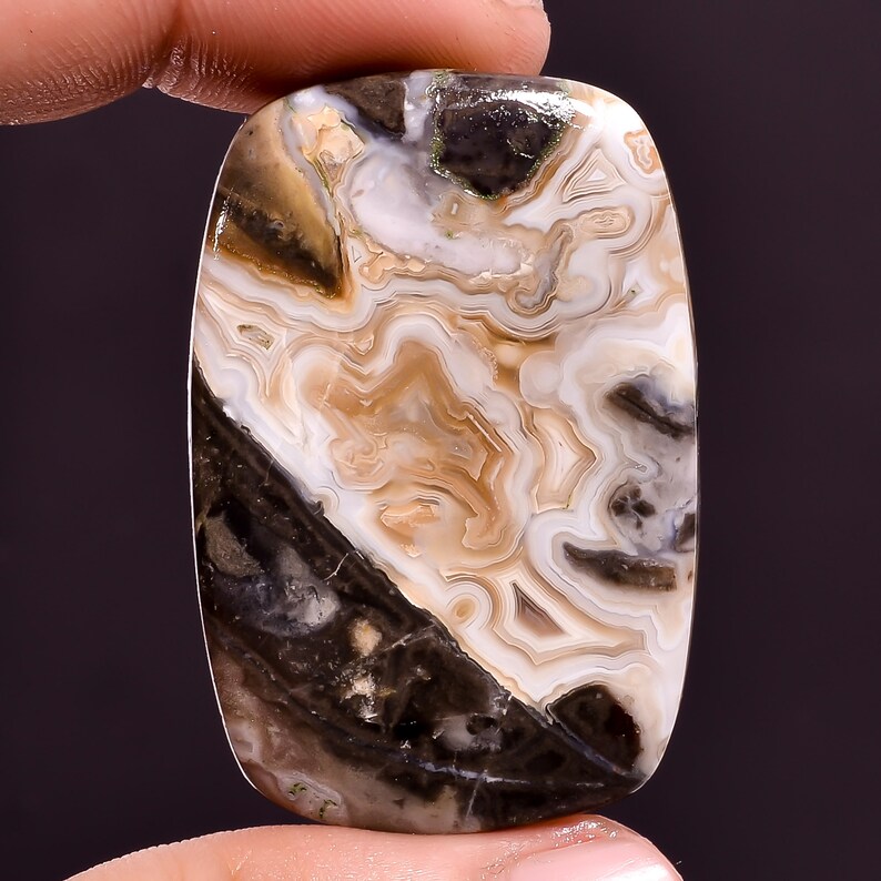 Nice Crazy Lace Agate 44x39x5mm,76cts Crazy Lace Agate Cushion Shape beautiful cabochon loose gemstone ZZ-1397