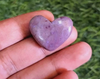 Natural Lavender Jade Heart Stone Beautiful Purple Lavender Jade Heart Shape Hand Polished Crystal Healing Loose Gemstone For Jewelry-221