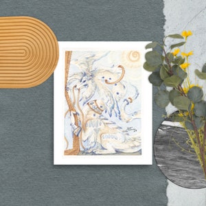 Watercolor multi winged dragon art print