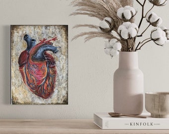 Original acrylic painting 'Heart': original art, acrylic painting, canvas art, Valentine's Day, vintage