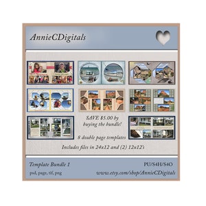 422-DP 24x12 Digital Scrapbook Double Page Template