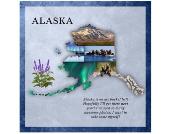 Plantillas de álbumes de recortes de Alaska, plantilla de álbumes de recortes digitales, páginas de álbumes de recortes de Alaska, arte de pared de Alaska, collage de fotos de Alaska 12x12
