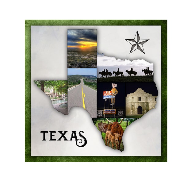 Texas Scrapbook Template, Digital Scrapbook Template, Texas Scrapbook Page, Texas  Scrapbook Layout,  Wall Art, Texas  Photo collage 12x12