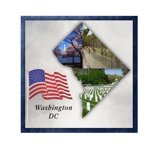 Modelo de álbum de recortes de Washington DC, modelo de álbum de recortes digital, página de álbum de recortes de Washington DC, arte de parede de Washington DC, colagem de fotos, 12x12