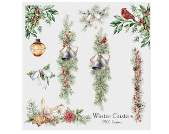 Digital Clipart, Christmas Elements , Christmas borders, Christmas Clip Art, Winter Clip Art, Holiday Clip Art, Winter Elements, Winter PNG