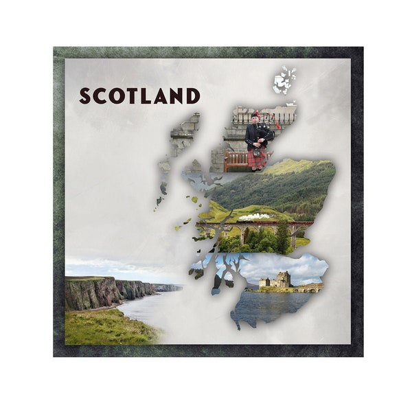 Scotland Scrapbook Template, Digital Scrapbook Template, Scotland Scrapbook Page, Scotland Wall Art, Scotland Photo collage,Scotland  12x12