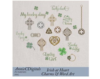 Irish Charms, Celtic Charm PNGS, Clip Art, Scrapbook Embellishments, Celtic Clip Art, Irish Clip Art, Celtic Clip Art