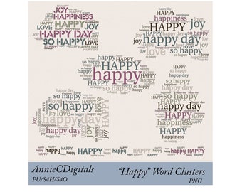 Happy Word Art, Happy Clip Art, Scrapbook Clip Art, Word Art Clusters, Word Art Bits