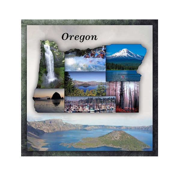 Oregon Scrapbook Template, Digital Scrapbook Template, Oregon Scrapbook Page, Oregon Wall Art, Oregon Photo collage, Oregon layout 12x12
