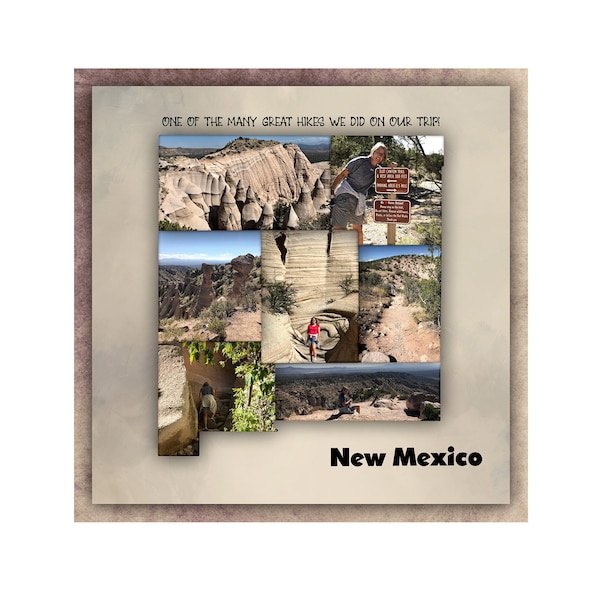 New Mexico Scrapbook Template, Digital Scrapbook Template, New Mexico Scrapbook Page, New Mexico Wall Art, New Mexico Photo collage 12x12