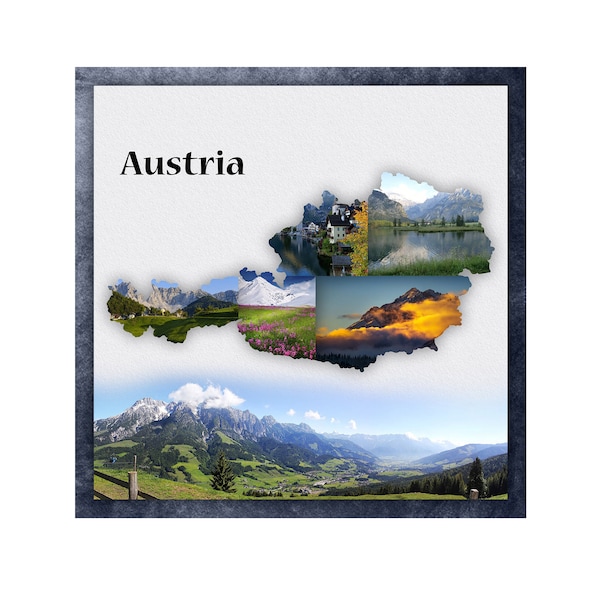 Austria Scrapbook Template, Austria Scrapbook Page, Austria Wall Art, Austria Photo collage, Digital Scrapbook Template, Travel Layout 12x12