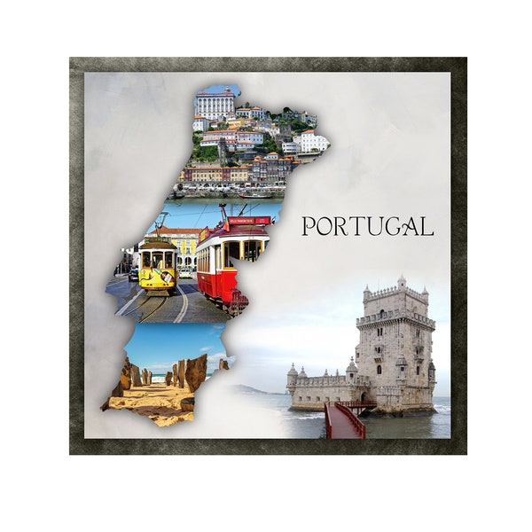 Portugal Scrapbook Template, Portugal Scrapbook Page, Portugal Wall Art, Portugal Photo collage, Digital Scrapbook Layout, 12x12