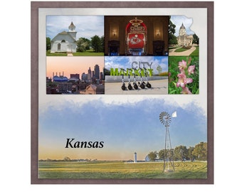 Kansas Scrapbook Template, Digital Scrapbook Template, Kansas  Scrapbook Page, Kansas Wall Art, Kansas Photo collage, Kansas 12x12