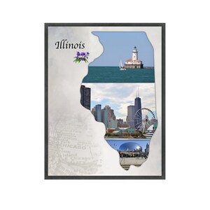 Illinois Scrapbook sjabloon, 8.5x11 Scrapbook sjabloon, Illinois Scrapbook pagina, Illinois kunst aan de muur, Illinois fotocollage 8.5x11