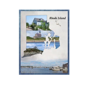Rhode Island Scrapbook Template, Rhode Island  Digital Scrapbook Template, Rhode Island Wall Art, Rhode Island  Photo collage, 8.5x11