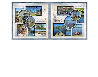 Plantilla de doble página de álbum de recortes digital, plantilla de página doble digital, plantilla de álbum de recortes, plantilla de álbum de recortes de doble página 12x24 (784-DP)