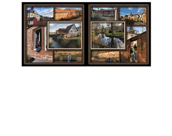 Plantillas de álbum de recortes, plantilla de álbum de recortes digital, páginas de álbum de recortes, diseño de álbum de recortes, plantilla de doble página (525-DP)