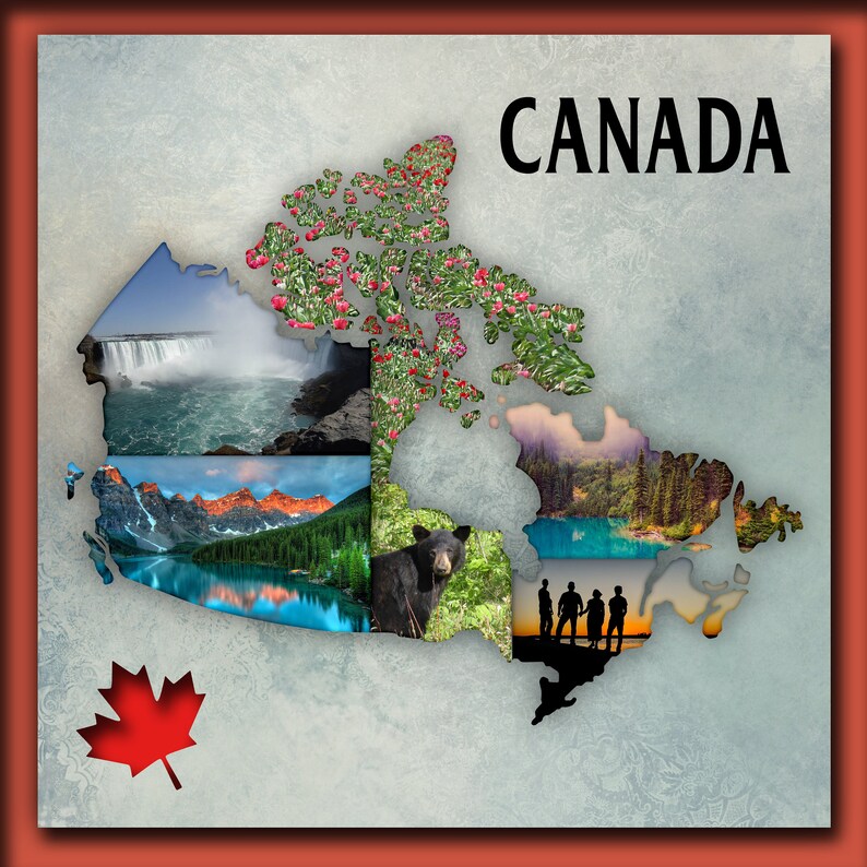 Canada Scrapbook Templates Wall Art Digital Scrapbook Template,Canada Scrapbook Pages,Canada Scrapbook Layouts Canada Photo collage 12x12