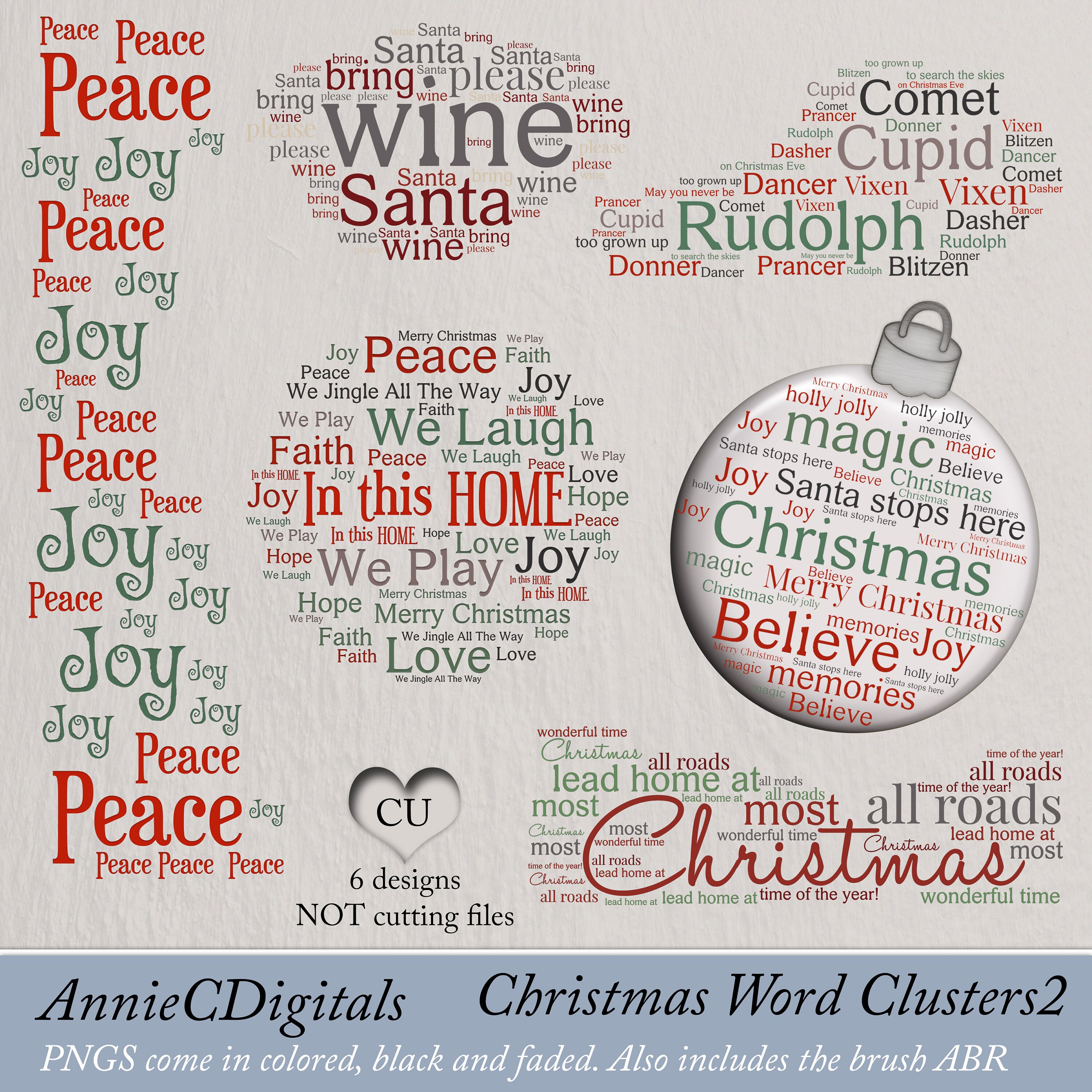Christmas Word Art Christmas Clip Art Scrapbook Clip Art - Etsy UK