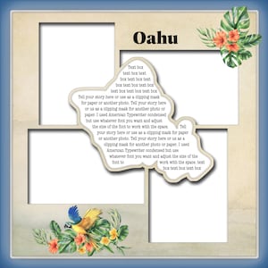 Oahu Digital Scrapbook Template, Hawaiian Island Digital Scrapbooking Templates, Travel templates, Hawaii digital scrapbook templates