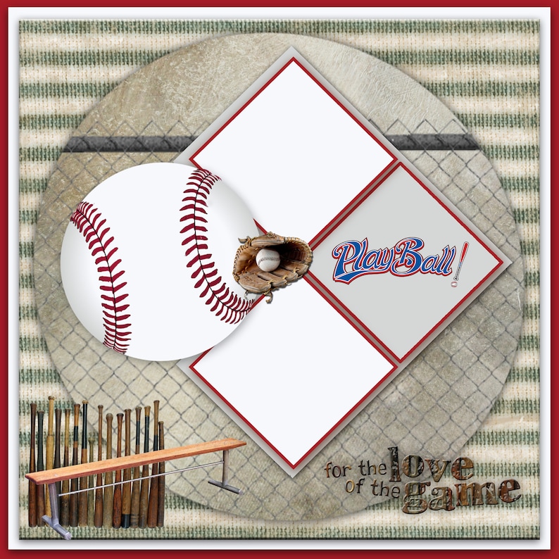 Baseball Scrapbook Template Baseball Digital Scrapbook Etsy