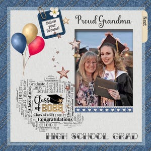 Graduierung Scrapbook-Vorlage, Gradiierung Digitale Scrapbook-Vorlage, Scrapbook-Seiten, Scrapbook-Layout, 12x12 Gradiierung Scrapbook-Seite