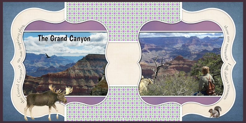 24x12 Digital Scrapbook Double Page Template 421-DP