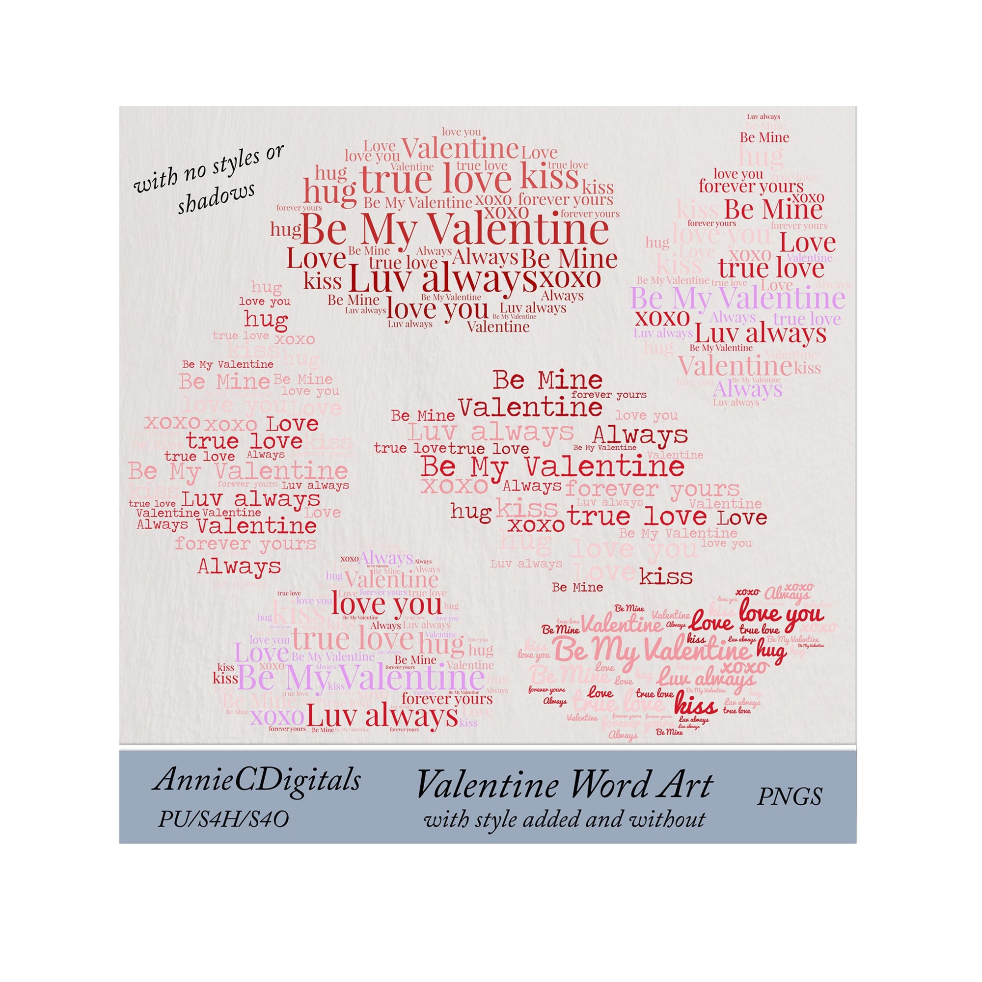Valentine's Day Multi Word Art Tissue Paper
