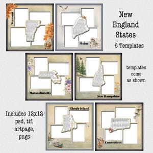 Maine, New Hampshire, Vermont, Massachusetts, Conneticut, Rhode Island Digitale Scrapbook Vorlagen, Scrapbook Vorlage, USA Reisevorlage