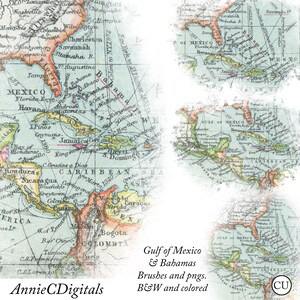 Gulf of Mexico Digital Clip Art Embellishments, Map Clip Art, Map PNGS ...