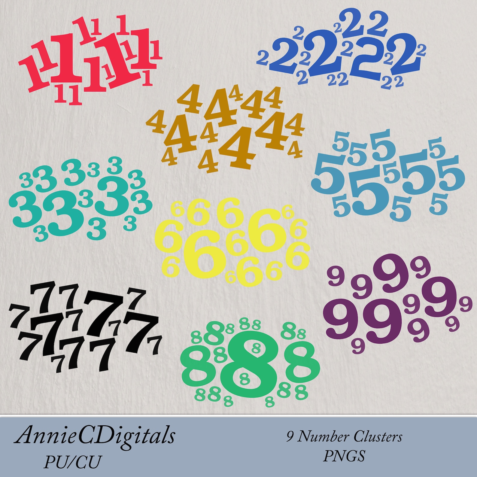 Numbers Word Art Numbers Word Cloud Scrapbook Clip Art - Etsy