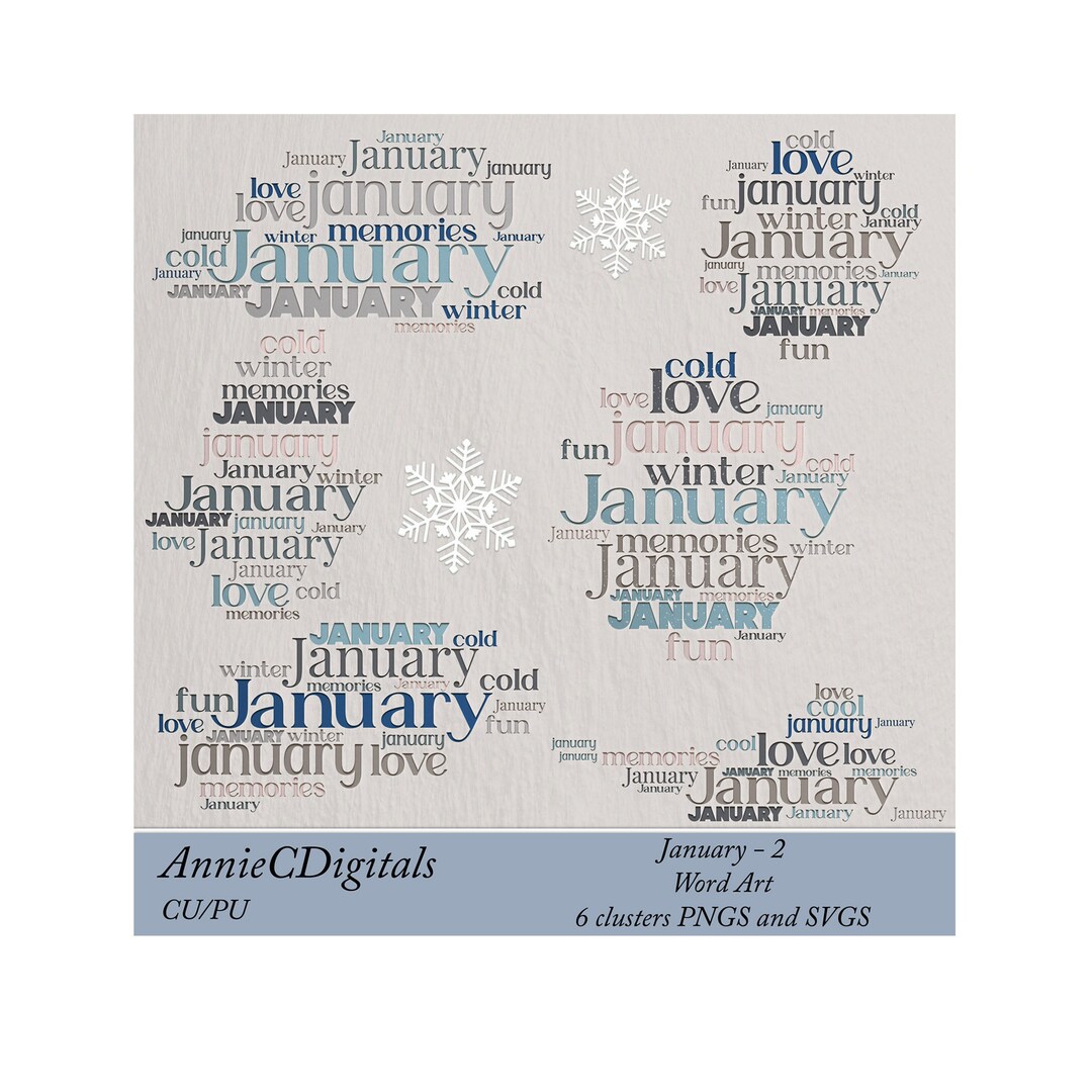 January Word Art-2 January Clip Art Month Clip Art - Etsy